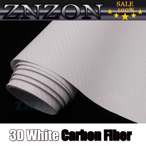 4&#034;x60&#034; white 3d carbon fiber texture vinyl wrap cat sticker decal film sheet