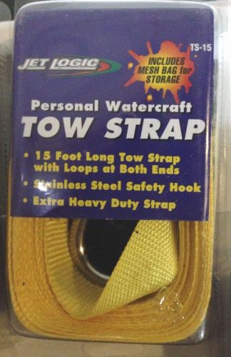 Jet logic pwc tow strap w/mesh bag tow rope, yellow, 15&#039; long w/safety hook