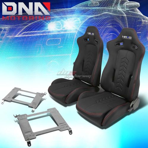 Nrg black reclinable racing seats+full stainless bracket for 98-02 accord cg
