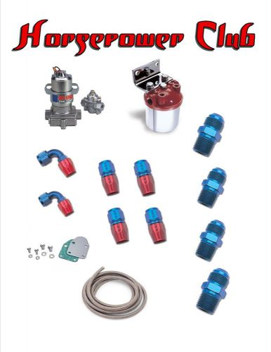 Holley blue 110 gph fuel pump complete installation kit hose ends braided 8 hose