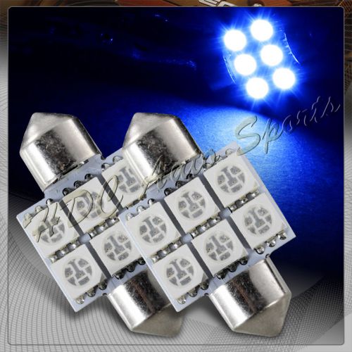 2x 31mm 6 smd blue led festoon dome map glove box trunk replacement light bulbs