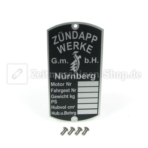 Nameplate with 4 x notch nail for zündapp