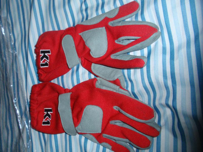 Racing gloves karting kart k1 xs red gray
