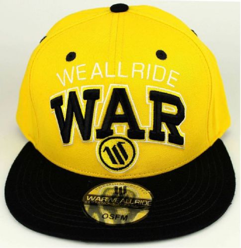 Nwt- &#034;war&#034; we all ride , yellow snapback adjustable hat cap
