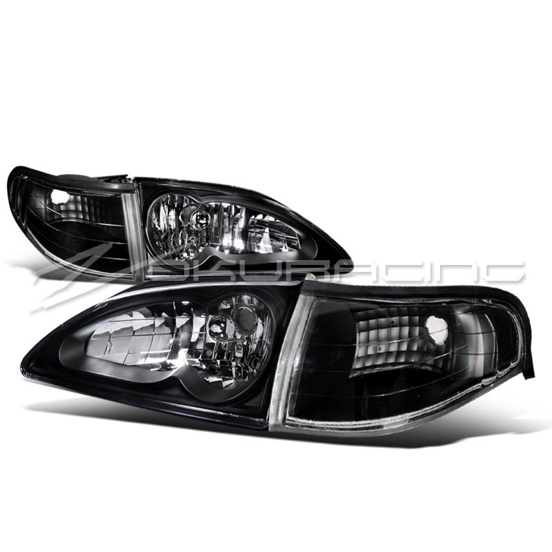 94-98 ford mustang headlights+signal corner lamps 4pc black
