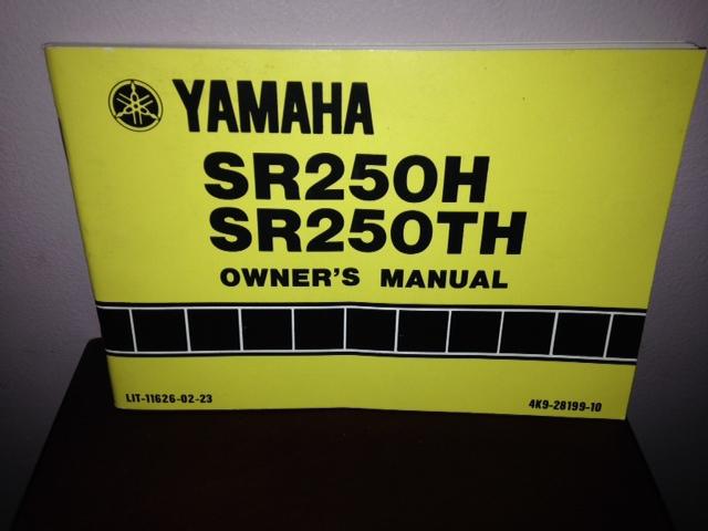 Yamaha sr250h, sr250th owners manual, 1980, free ship to usa