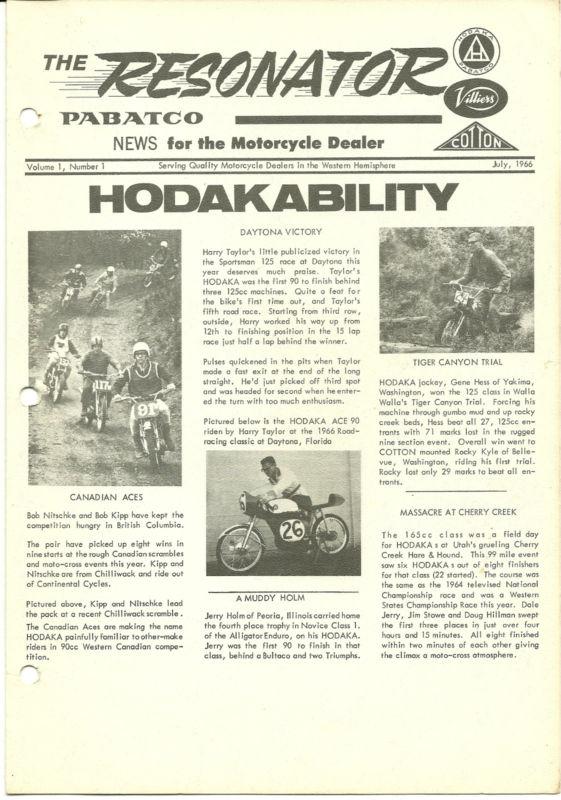1966 lot of 3 the resonator motorcycle dealer news hodaka motorcycles 