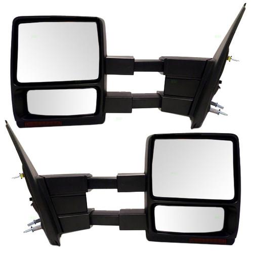 New pair set power tow towing mirror glass housing heat heated 11-12 ford truck