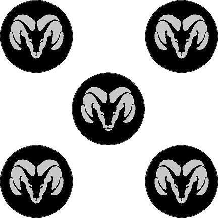 Dodge ram wheel center cap rim overlay decal stickers set of 5 decals black grey