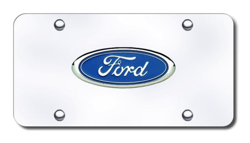 Ford logo chrome on chrome license plate made in usa genuine