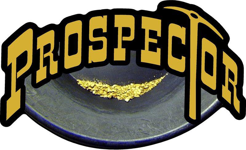 1 - 3" x 5" prospector gold panning decal sticker nugget panning sluice box 600