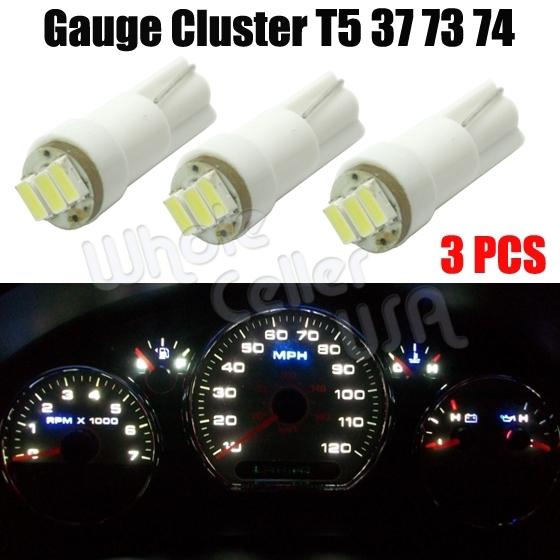 3x white t5 3 smd 3528 led gauge cluster key ring sunvisor shifter light bulb