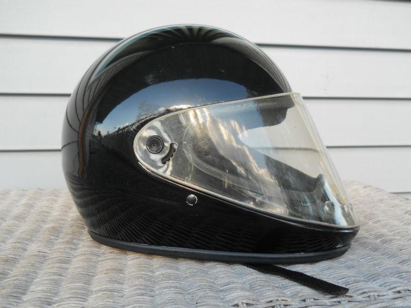 Vintage black yamaha motorcycle snowmobile helmet wedge antifog full face