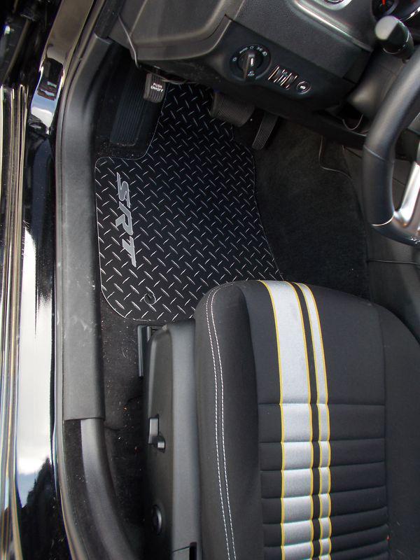 Charger  srt  inlay  floor mats.  black with exposed metal diamond plate  5 pc