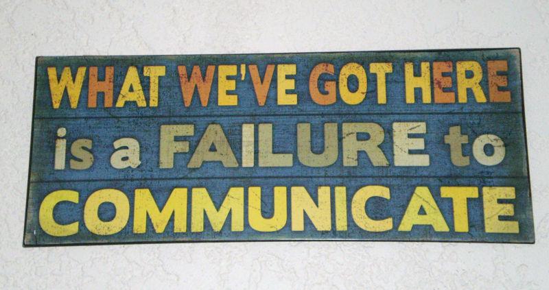 'failure to communicate' tin sign garage man cave game room shop ford chevy gm 
