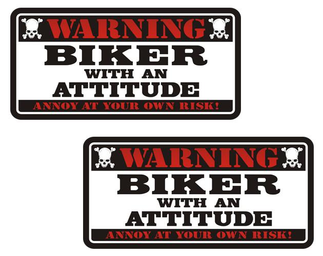 Biker warning attitude decal set 3"x1.5" motorcycle helmet sticker zu1