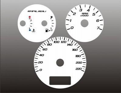 2004-2007 malibu metric kmh km/h instrument cluster white face gauges 04-07