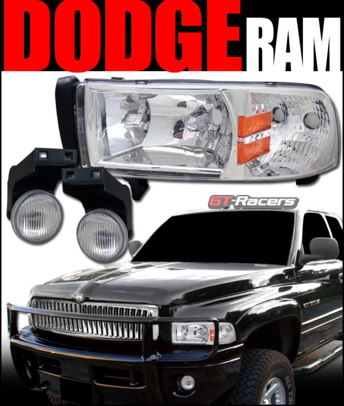 Chrome crystal head lights signal amber corner+bumper fog v2 1994-2002 dodge ram
