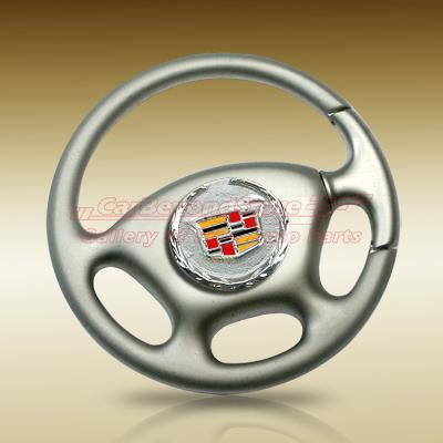 Cadillac 3d logo steering wheel key chain, keychain, key ring + free gift