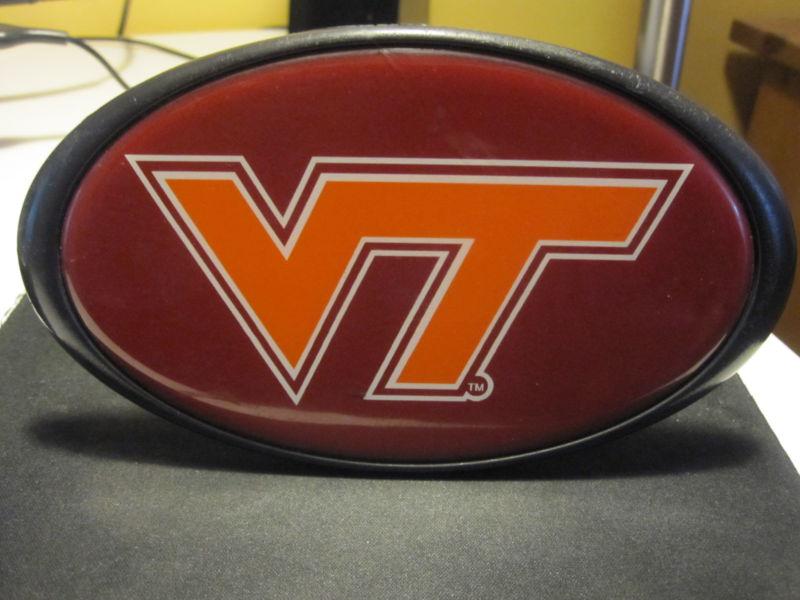 Virginia tech hokies "vt" 2" hitch cover, oval, maroon and orange