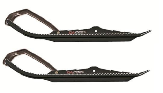 Pair of orange c&a pro boondocking xtreme 71/4 snowmobile skis w/black c&a loops