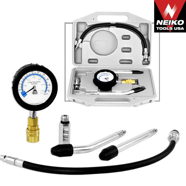 Pro set auto gas engine compression tester testing gauge kit automotive tool nr