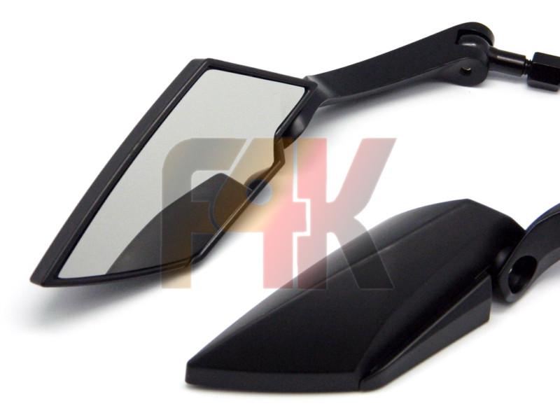 Universal black motorcycle cruiser bobber rearview mini mirrors 8mm 10mm adapter