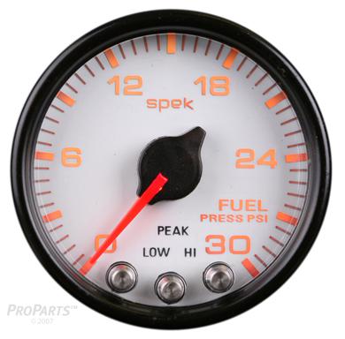 New spek pro 2 1/16"  fuel psi gauge, white /black/silver