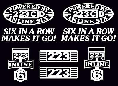 8 decal set 223 cid inline 6 engine straight six emblem stickers i6