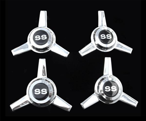 4 spinners, knock offs, for wheel hub cap, with s/s emblem......#spin-2