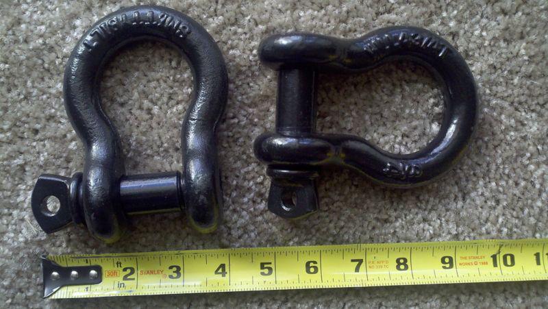 Two smittybilt 3/4" d-rings 4.75 ton capacity each -  carbon steel anchor new