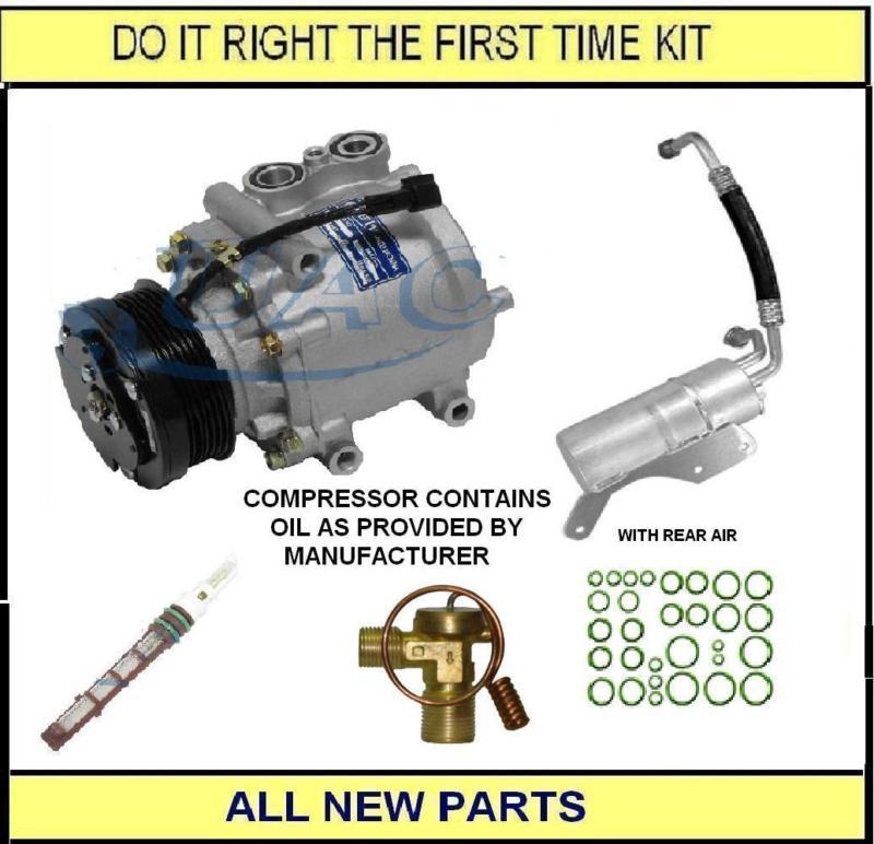 New ac compressor kit for 2002-2006 ford e-vans with rear air (shown in photo)