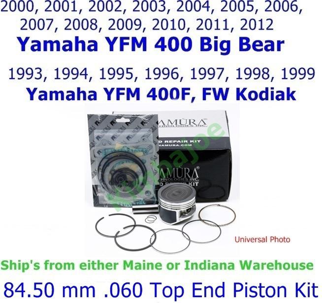 Yamaha yfm big bear 400, yfm 400f fw kodiak 84.50 mm .060 top end piston kit
