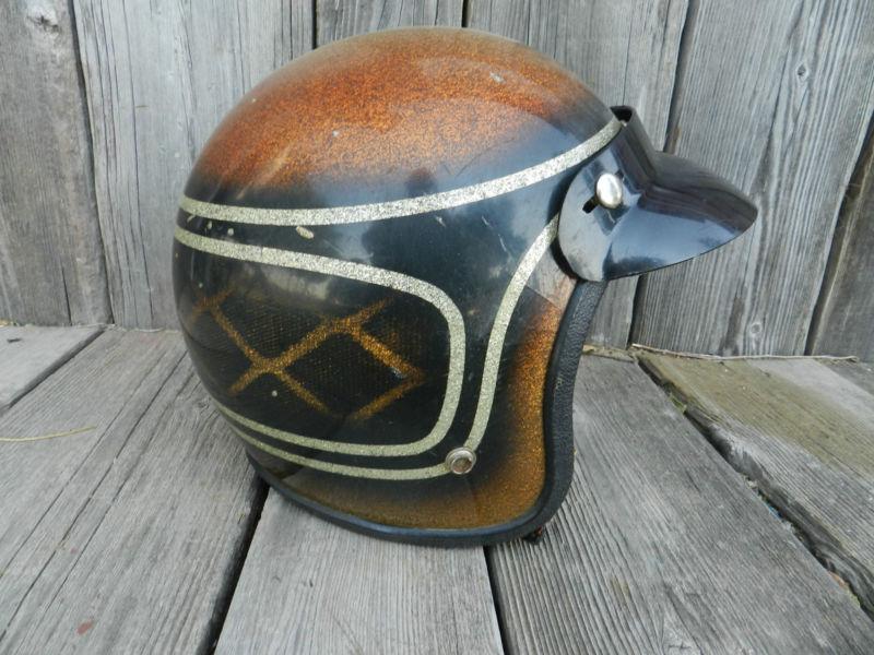 Vintage used old school 1970's? motorcycle or motocross style open face helmet 