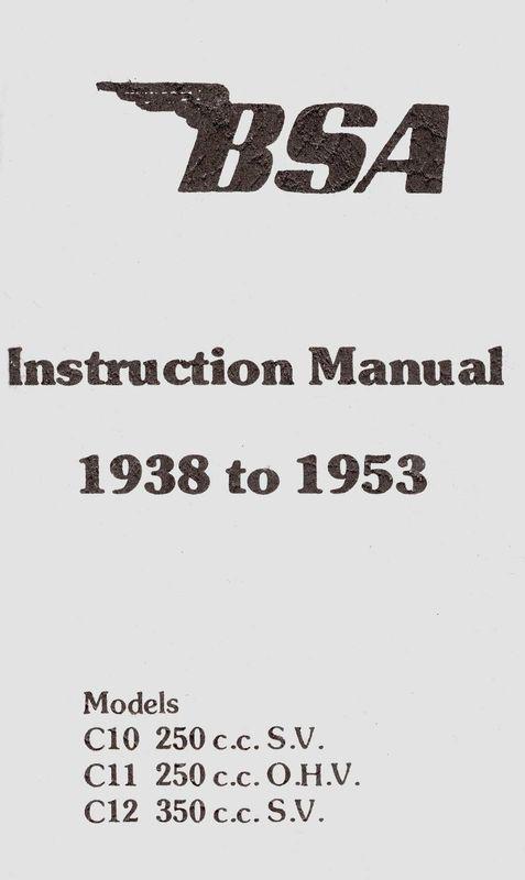 1938-1953 b.s.a. motor cycle instruction manual