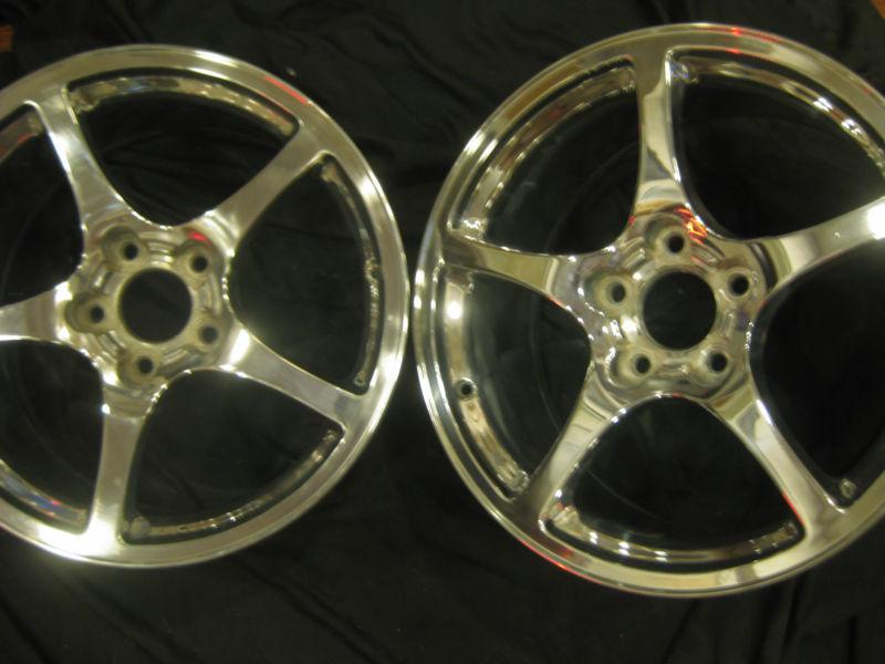 2 corvette 18 9.5 polished aluminum wheels