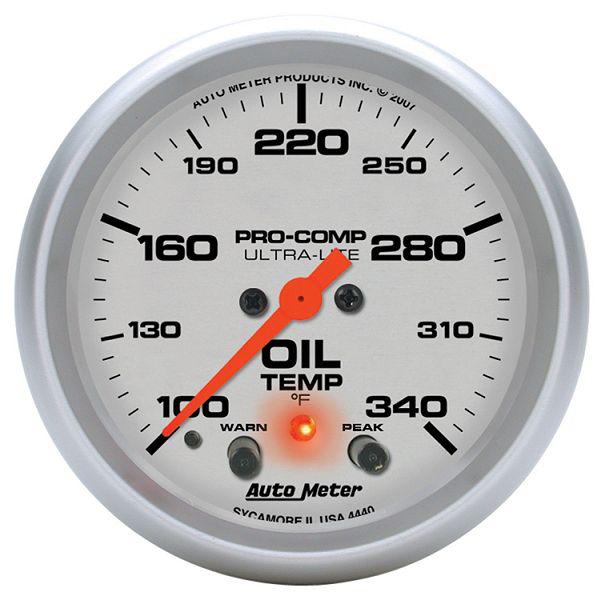 Auto meter 4440 ultra lite 2 5/8" electric oil temperature gauge 100-340˚f