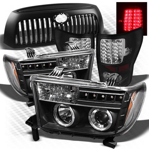 07-09 tundra black projector headlights + led perform tail lights + front grille