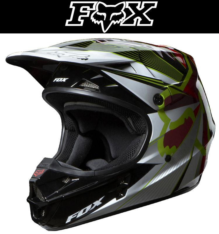 Fox racing v1 radeon red white black dirt bike helmet motocross mx atv 2014