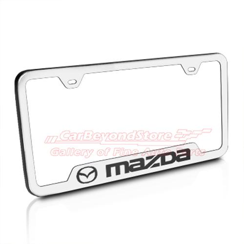 Mazda brushed stainless steel license plate frame, lifetime warranty + free gift