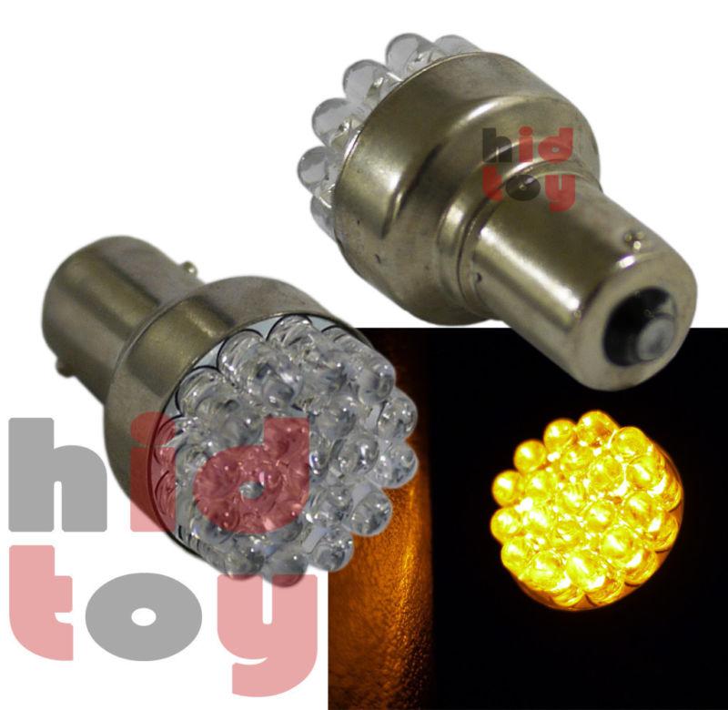 1156 7506 amber yellow 2 pc round 19 led bulb #me9 for back up reverse po40 lamp