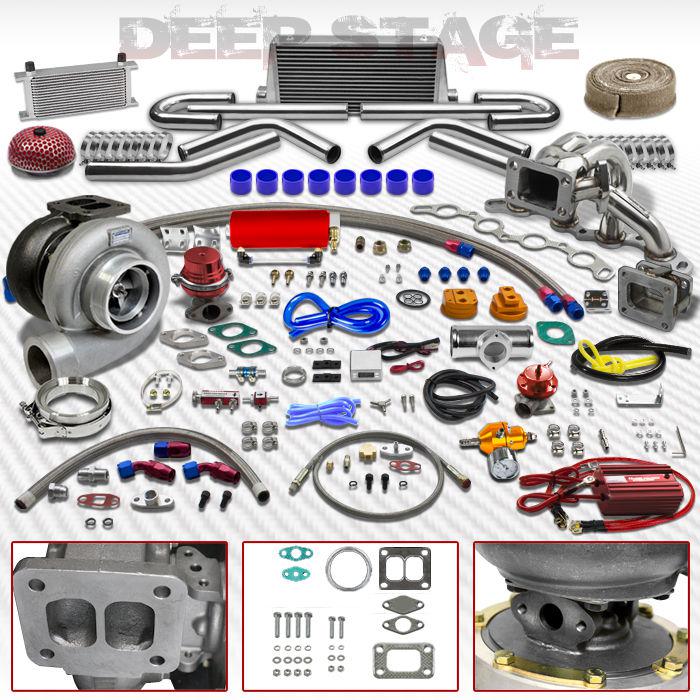 Gt45 t4 21pc turbo kit w/intercooler+blow off valve+manifold mr2/ae86 4a-ge 1.6l