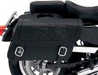 Black highwayman tattoo saddlebags with chrome supports for  honda shadow rs