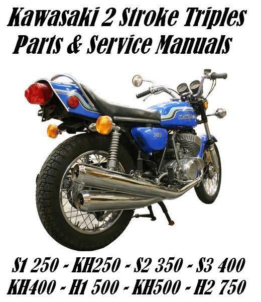 Kawasaki h1 h2 kh two stroke 350 400 500 750 triples repair service parts manual