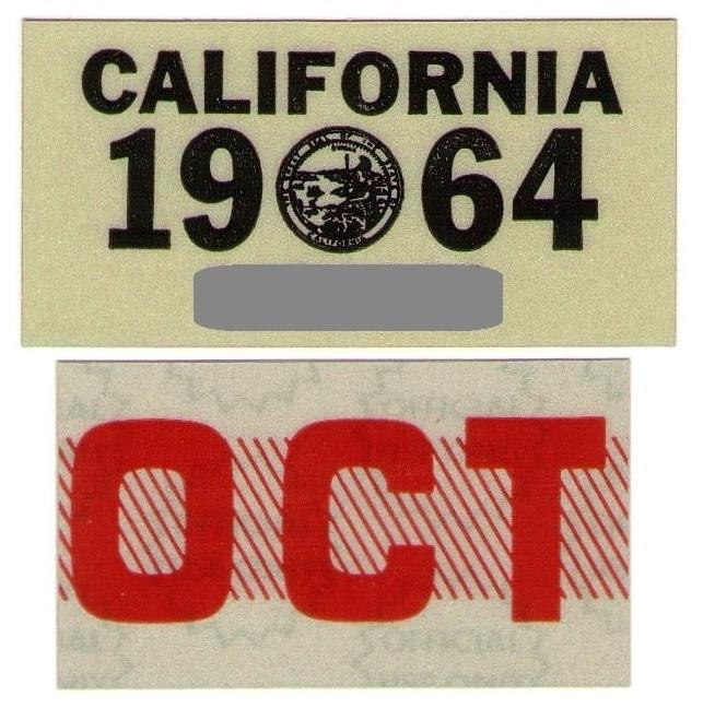 1964 california and red october sticker, yom okay, authentic, full size