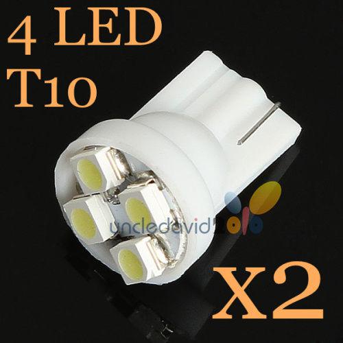 2x white 4smd led t10 168 194 w5w car interior light bulb side wedge lamp