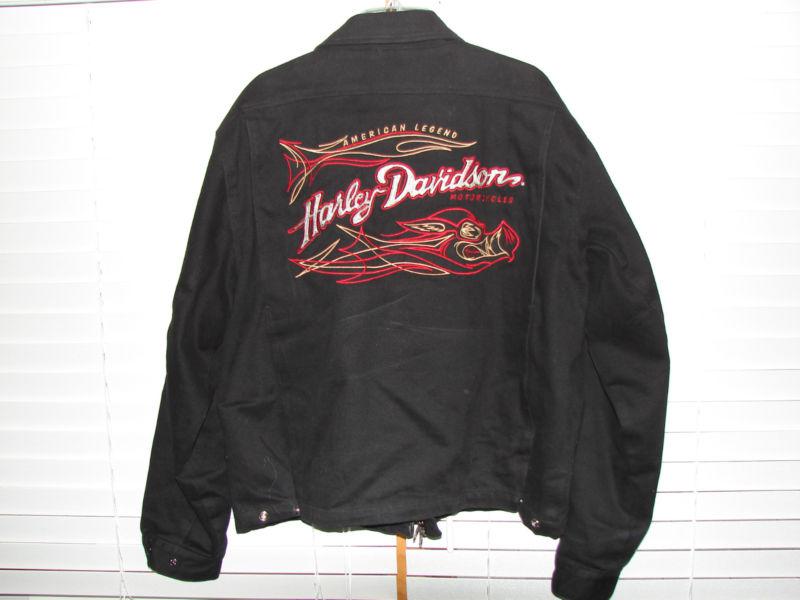 Harley davidson hog textile black denim riding jacket - no reserve