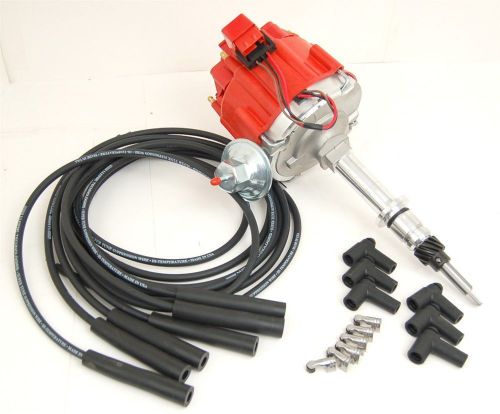 Chevy 6 cylinder 292, 250, 230, 194 hei distributor &amp;  black spark plug wire kit
