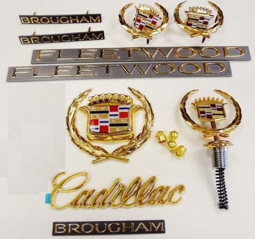 Cadillac 1993 94 95 1996 &#034;fleetwood brougham&#034; full emblem pkg! 24k gold plated!