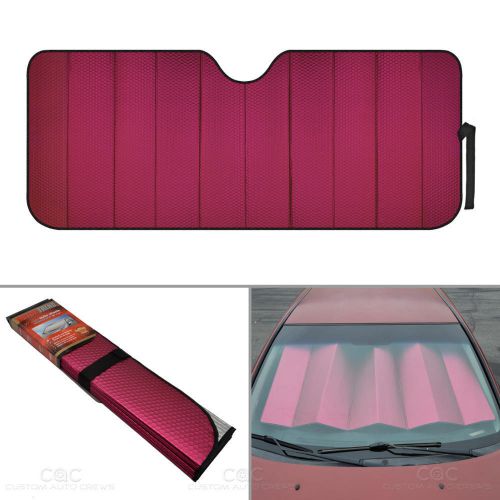 Standard auto sun shade foldable metallic red wind shield lid reversible shade